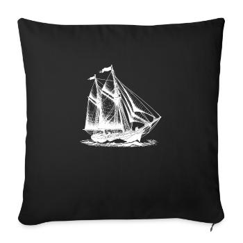 Motif de voilier vintage pour les vrais explorateurs - Housse de coussin décorative 45 x 45 cm - noir - Devant