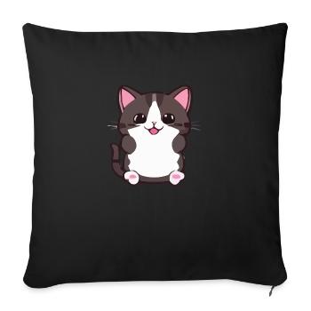 Cat Comic - Sofa pillowcase 17,3'' x 17,3'' (45 x 45 cm) - black - Front