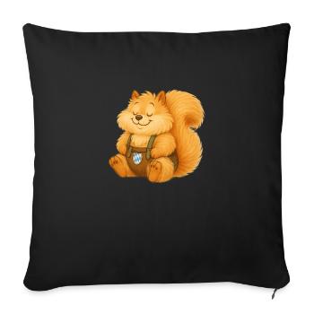 Woachkatzl - fluffy squirrel - Sofa pillowcase 17,3'' x 17,3'' (45 x 45 cm) - black - Front