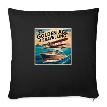 a vintage travel poster illustration wit J9ICn - Sofakissenbezug 45 x 45 cm - Schwarz - Vorne