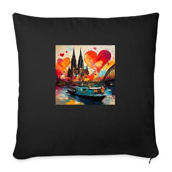 kölner dom,dom,koeln,herzen,malerei,herzen - Sofakissenbezug 45 x 45 cm - Schwarz - Vorne