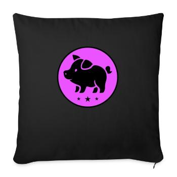 Porc Porcelet Truie - Housse de coussin décorative 45 x 45 cm - noir - Devant