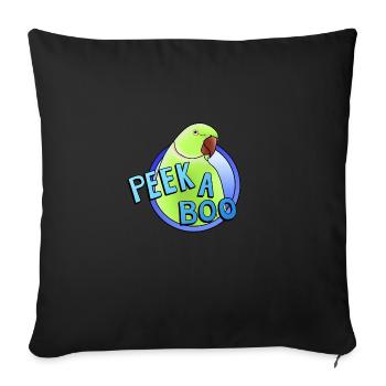 green collared parakeet "Peek-a-boo" - Sofa pillowcase 17,3'' x 17,3'' (45 x 45 cm) - black - Front