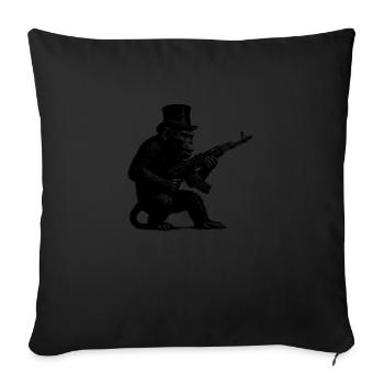 Singe avec mitrailleuse - Housse de coussin décorative 45 x 45 cm - noir - Devant