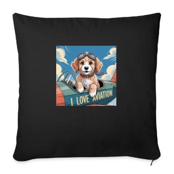 Ich liebe die Fliegerei in Englisch. I love - Sofakissenbezug 45 x 45 cm - Schwarz - Vorne