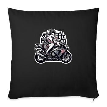 Biker Geisha - Sofakissenbezug 45 x 45 cm - Schwarz - Vorne