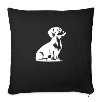 Classic hunting dog vintage dachshund drawing - Sofa pillowcase 17,3'' x 17,3'' (45 x 45 cm) - black - Front