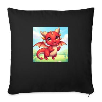 Red Chibi Dragon - Sofa pillowcase 17,3'' x 17,3'' (45 x 45 cm) - black - Front