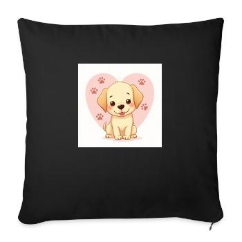 Flux Dev A whimsical pastelhued dog cute cartoon - Sofakissenbezug 45 x 45 cm - Schwarz - Vorne