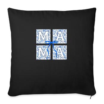 Mama Flowers - Mama Geschenkidee - Sofakissenbezug 45 x 45 cm - Schwarz - Vorne
