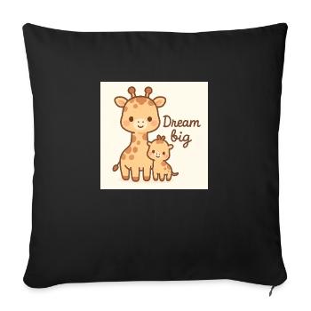 Stand Tall, Little One - Mignonne Girafe Kawaii - Housse de coussin décorative 45 x 45 cm - noir - Devant