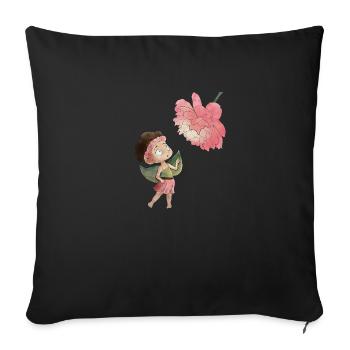Fée magique avec pivoine - Housse de coussin décorative 45 x 45 cm - noir - Devant