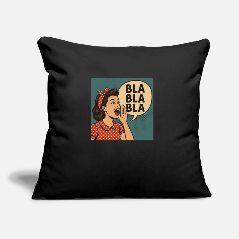 Fille rétro criant Bla Bla Bla Bla Housse de coussin décorative 45 x 45 cm