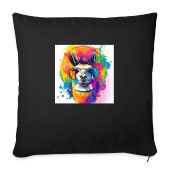 llama,graffiti,painting,colorful - Sofa pillowcase 17,3'' x 17,3'' (45 x 45 cm) - black - Front