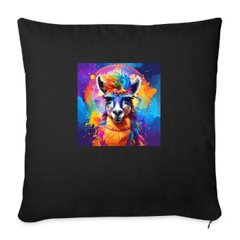 lama,graffiti,peinture,coloré - Housse de coussin décorative 45 x 45 cm - noir - Devant