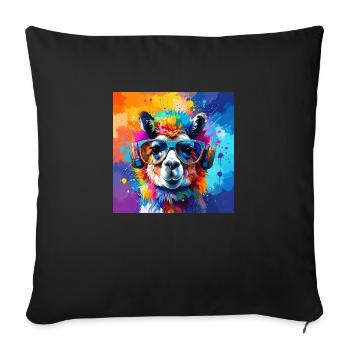 llama,graffiti,painting,colorful - Sofa pillowcase 17,3'' x 17,3'' (45 x 45 cm) - black - Front