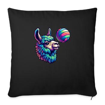 Colorful llama with ball artwork - Sofa pillowcase 17,3'' x 17,3'' (45 x 45 cm) - black - Front