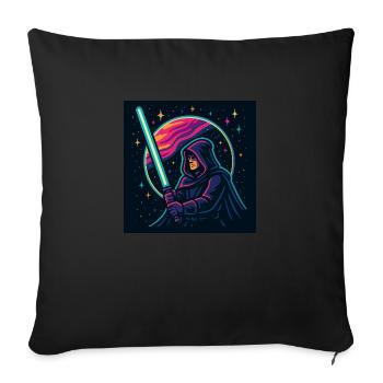 T-shirt with a neon knight on the background of space - Sofa pillowcase 17,3'' x 17,3'' (45 x 45 cm) - black - Front