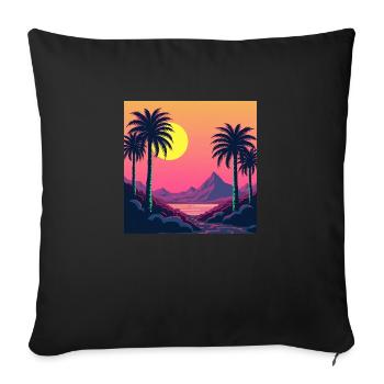 Lebendiger Retro-Sonnenuntergang im Stil der 80er Jahre - Sofakissenbezug 45 x 45 cm - Schwarz - Vorne