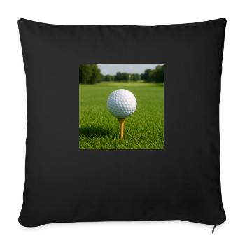 Sport - Golf, Golfball auf dem Abschlag - Sofakissenbezug 45 x 45 cm - Schwarz - Vorne