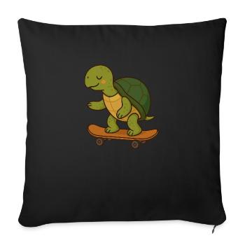 Skater Turtle – Cool Turtle on Skateboard - Sofa pillowcase 17,3'' x 17,3'' (45 x 45 cm) - black - Front