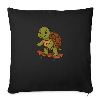 Skater Turtle – Cool Turtle on Skateboard - Sofa pillowcase 17,3'' x 17,3'' (45 x 45 cm) - black - Front
