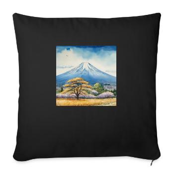 Spring view of Fuji - Sofa pillowcase 17,3'' x 17,3'' (45 x 45 cm) - black - Front