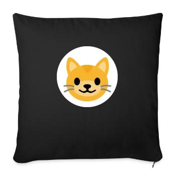 Visage de chat blanc | ~Relations avec NU | Vecteur - Housse de coussin décorative 45 x 45 cm - noir - Devant