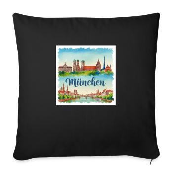 München Aquarell - Sofakissenbezug 45 x 45 cm - Schwarz - Vorne