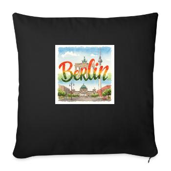 Berlin Aquarell - Sofakissenbezug 45 x 45 cm - Schwarz - Vorne