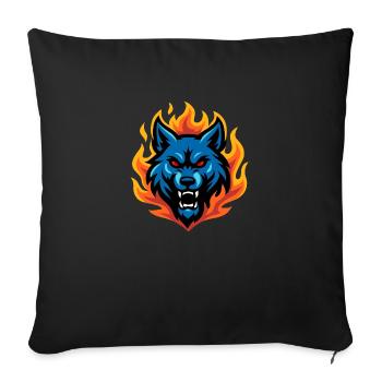 Loup – Flamme féroce | Mascotte du zodiaque urbain - Housse de coussin décorative 45 x 45 cm - noir - Devant