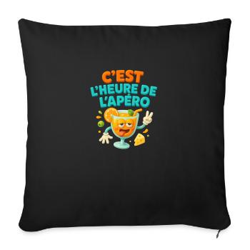image c'est l'heure de l'apéro - Housse de coussin décorative 45 x 45 cm - noir - Devant