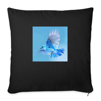 blue songbird in flight blue background - Sofa pillowcase 17,3'' x 17,3'' (45 x 45 cm) - black - Front