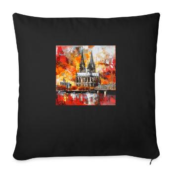 Cologne Cathédrale Ville Skyline Rhine Pont Bateau Museu - Housse de coussin décorative 45 x 45 cm - noir - Devant