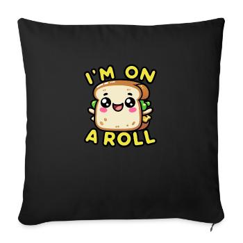 Kawaii Chibi Sandwich – I'm on a Roll Fun Food Pun - Sofa pillowcase 17,3'' x 17,3'' (45 x 45 cm) - black - Front