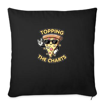 Kawaii Chibi Pizza Topping the Charts Fun Food Pun - Sofa pillowcase 17,3'' x 17,3'' (45 x 45 cm) - black - Front