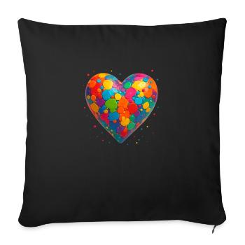 Herz Farbenfroh - Sofakissenbezug 45 x 45 cm - Schwarz - Vorne
