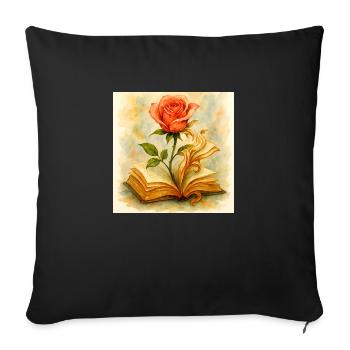 Hêtre et fleur - Housse de coussin décorative 45 x 45 cm - noir - Devant