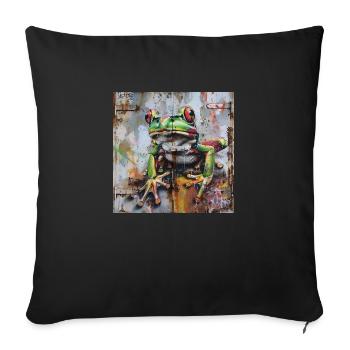 Graffiti grüner Frosch rostige Oberfläche - Sofakissenbezug 45 x 45 cm - Schwarz - Vorne