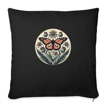 Vintage Monarch Schmetterling - Sofakissenbezug 45 x 45 cm - Schwarz - Vorne