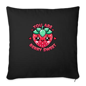 Kawaii Chibi Fraise Vous Êtes Baie Doux Drôle - Housse de coussin décorative 45 x 45 cm - noir - Devant