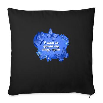 Je veux à nouveau déployer mes ailes Schmetterlinge - Housse de coussin décorative 45 x 45 cm - noir - Devant