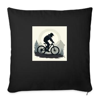 VTT en montagne et en forêt. - Housse de coussin décorative 45 x 45 cm - noir - Devant