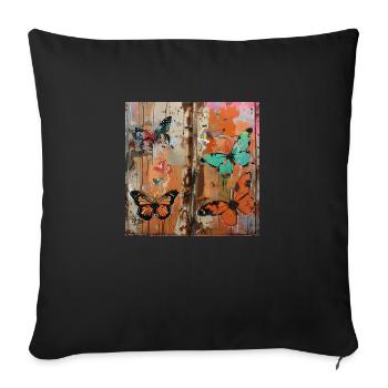 Graffiti rust metal butterflies urban street - Sofa pillowcase 17,3'' x 17,3'' (45 x 45 cm) - black - Front