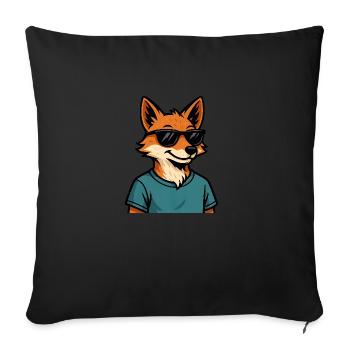 Renard de dessin animé avec des lunettes de soleil - Housse de coussin décorative 45 x 45 cm - noir - Devant