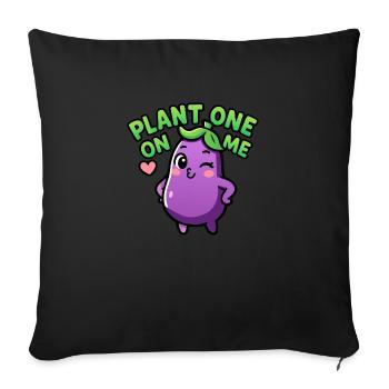 Kawaii Chibi Eggplant Pun – Plant One On Me Funny - Sofa pillowcase 17,3'' x 17,3'' (45 x 45 cm) - black - Front