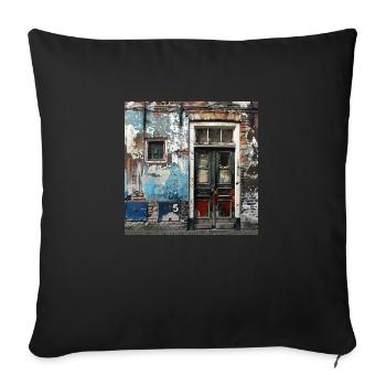 Lost Place Porte d’entrée n° 5 Quitter le délabré urbain - Housse de coussin décorative 45 x 45 cm - noir - Devant