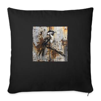 Graffiti Songbird Branch Rust Metal Container Door - Sofa pillowcase 17,3'' x 17,3'' (45 x 45 cm) - black - Front