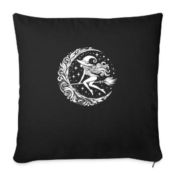 Witch on broom - Sofa pillowcase 17,3'' x 17,3'' (45 x 45 cm) - black - Front