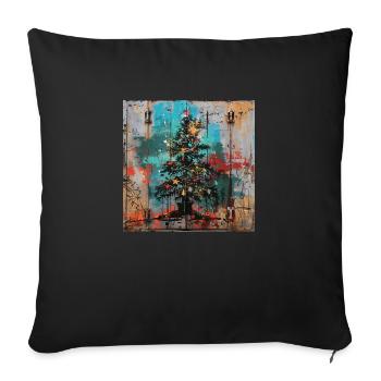 Graffiti Xmas Tree Rust Metal Urban Container Door - Sofa pillowcase 17,3'' x 17,3'' (45 x 45 cm) - black - Front